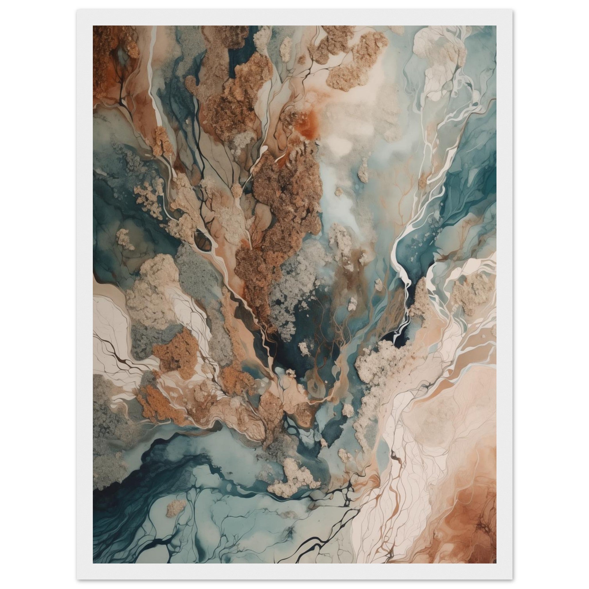 Antarctica Leinwandbild im weißen Holzrahmen. Helle Rahmung betont die Reinheit der weißen Eis-Strukturen und den Minimalismus.