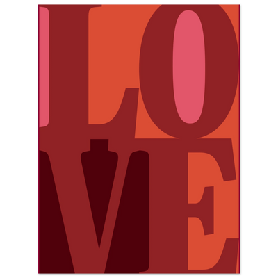 Modernes Poster mit rotem LOVE Schriftzug, hochwertiger Grafikdruck für Galerie-Feeling. Jetzt günstig online kaufen und dekorieren!