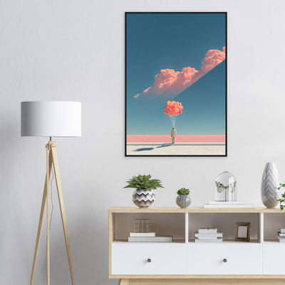 Modernes Wandbild in Beige und Pastelltönen im weißen Holzrahmen für das Kinder- oder Wohnzimmer.