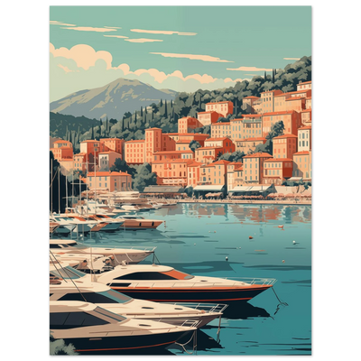 Premium Poster Reise: Detailreicher Druck der Yachten, des Wassers und der exklusiven Promenade Monacos.