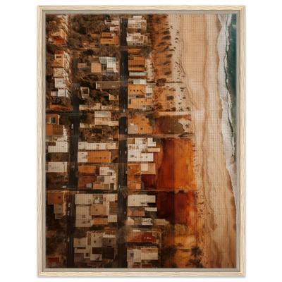 Wandbild Kalifornien im hellen Holzrahmen: Natürliche Eiche harmoniert perfekt mit dem goldenen Sand des Newport Beach.