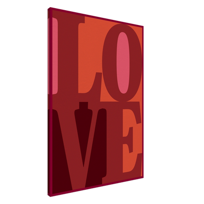 Rotes LOVE Wandbild auf hochwertiger Leinwand, moderne Typografie für leidenschaftliches Wohnen. Jetzt entdecken und Liebe schenken!