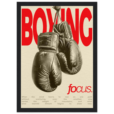 Boxing Poster im schwarzen Holzrahmen - Motivierende Wanddeko für Home-Gym oder Büro.