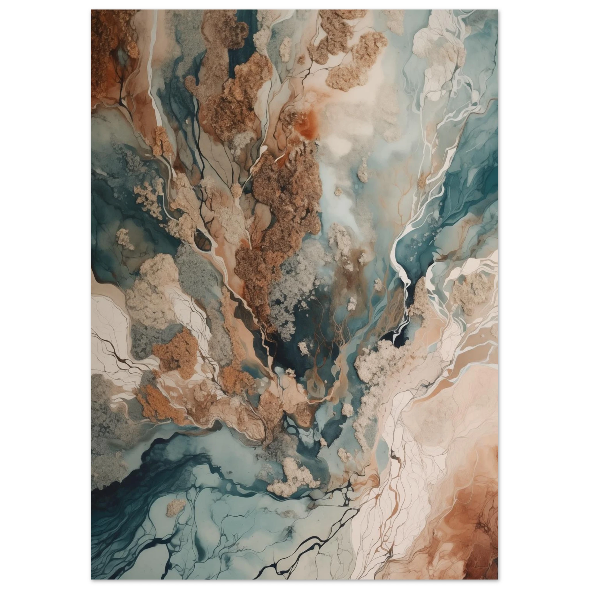 Premium Poster Natur-Abstrakt. Detailreicher Druck zeigt feine Risse im Eis und die organische Textur der Schneelandschaft.