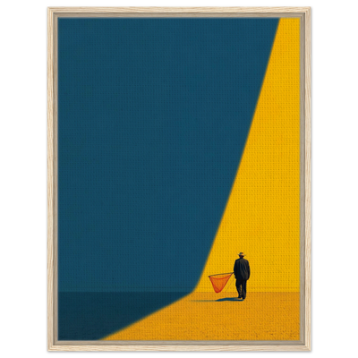 Minimalistisches Poster eines Mannes mit Cowboyhut, der ein leuchtend gelbes Lasso-Netz schwingt. American minimalismus. American Lifestyle.
Leinwand im hellen Holzrahmen.