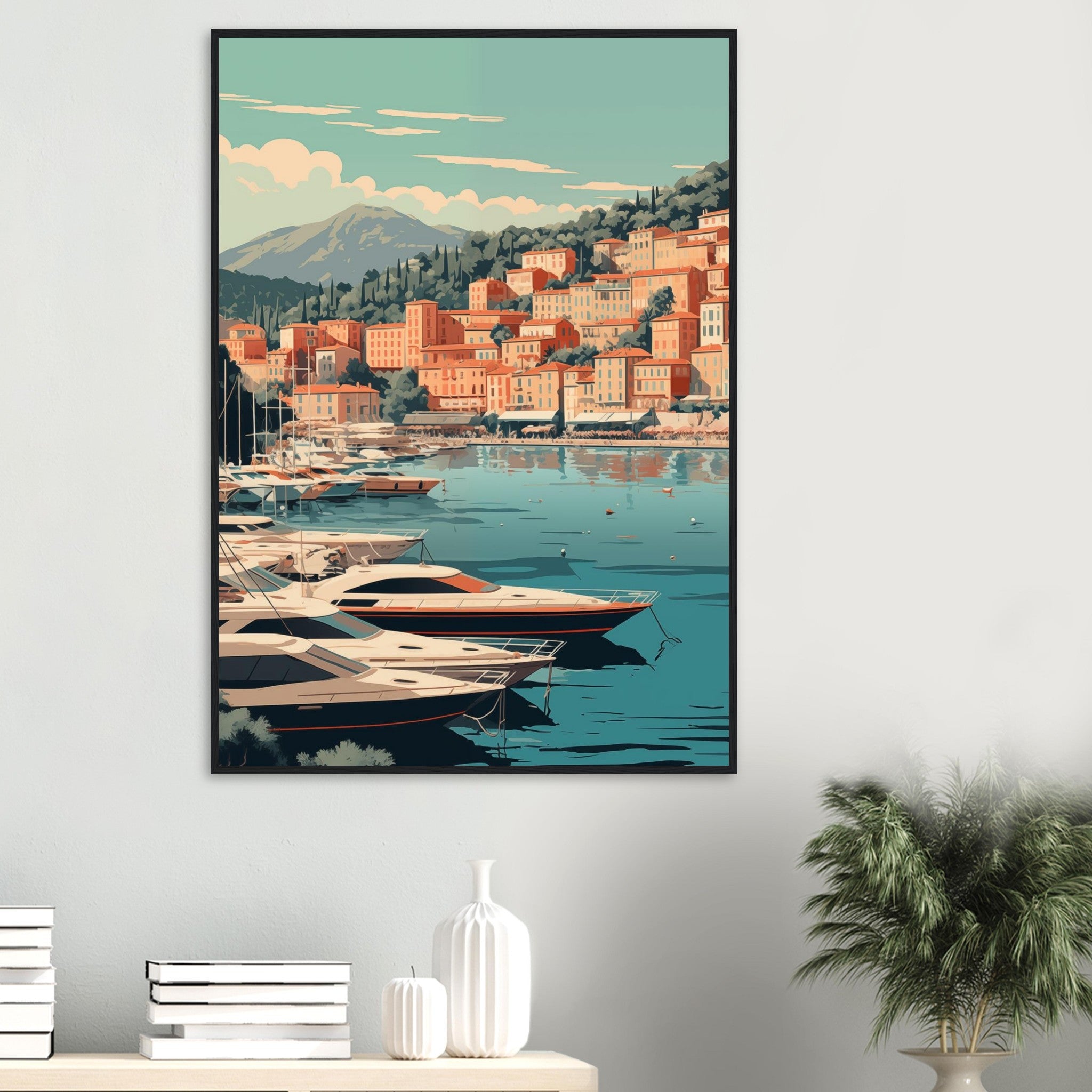 Großes Wandbild im Wohnzimmer: Der Monaco-Hafen bringt Luxus, Fernweh und maritimen Côte d'Azur-Flair.