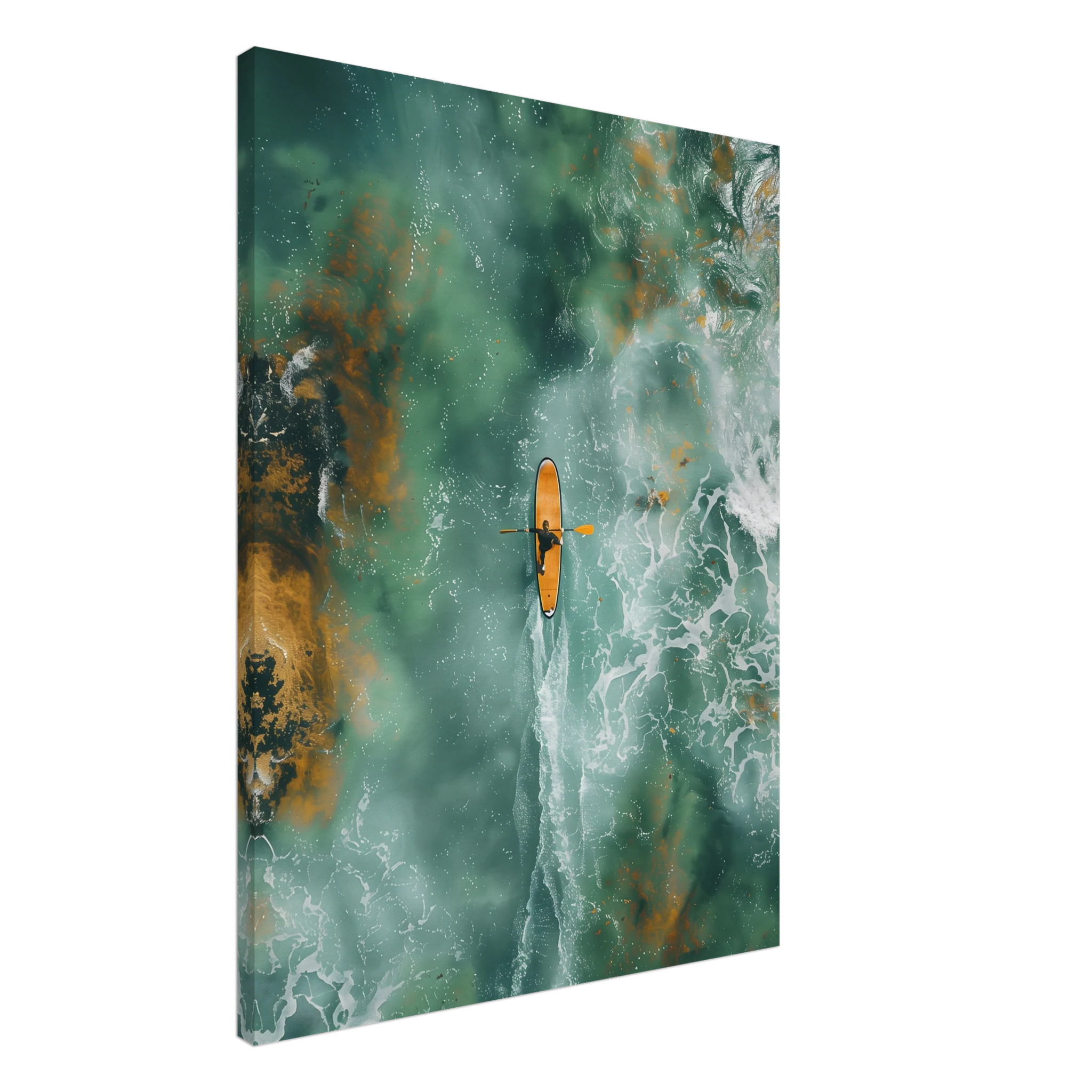 Wandbild SUP Board Vogelperspektive auf Leinwand gedruckt.