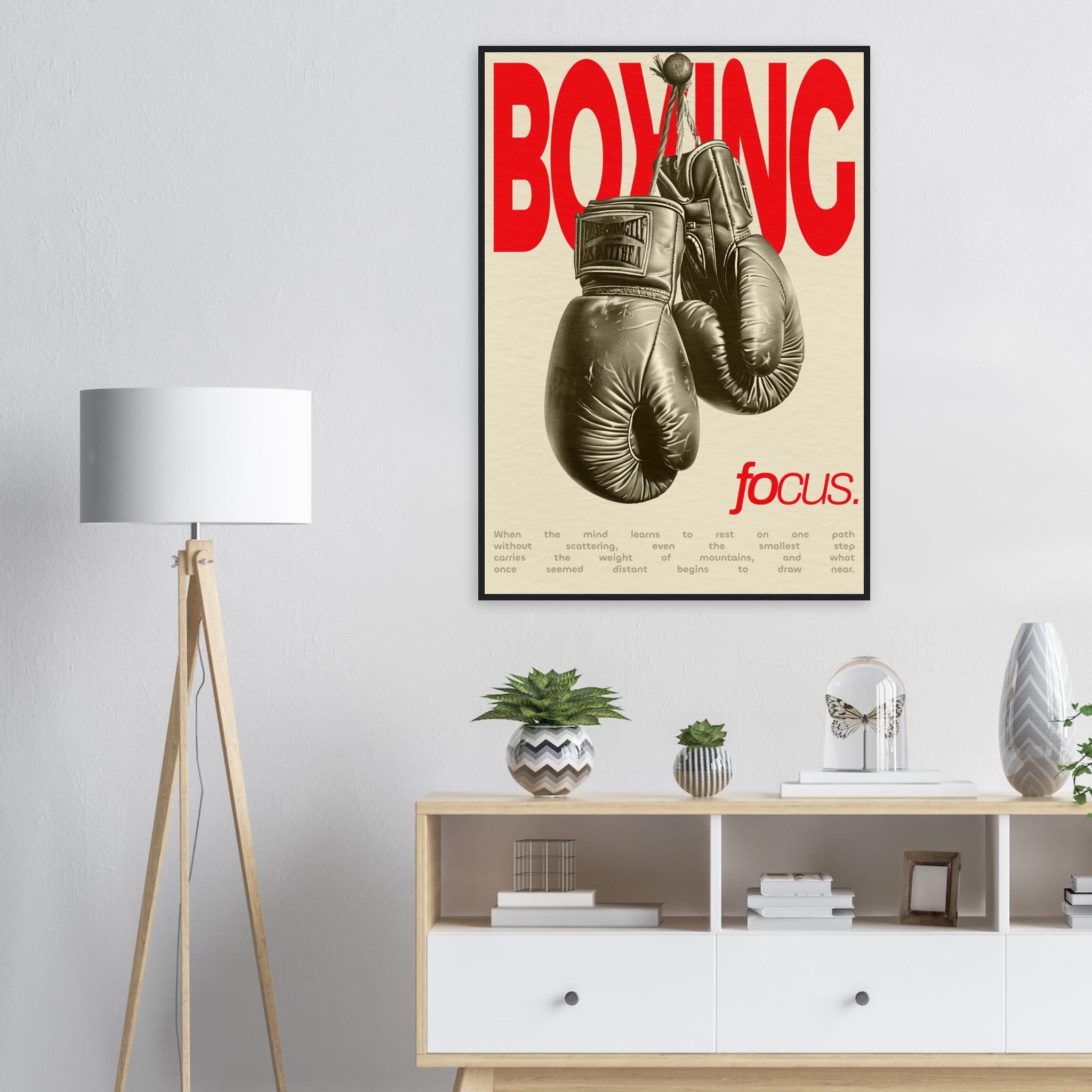 Großes Box-Wandbild als Gym Deko - Vintage Sport-Design für Fokus und Motivation. Wohnzimmer Deko.