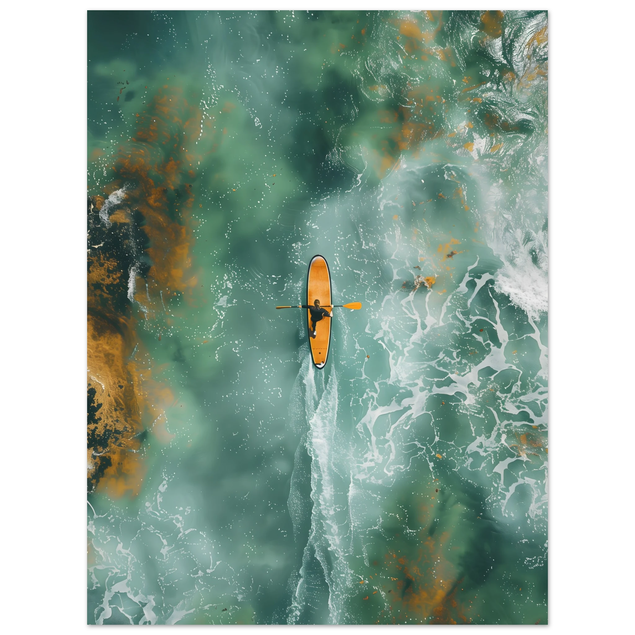 Wandbild SUP Board Vogelperspektive als Poster ohne Rahmen.
