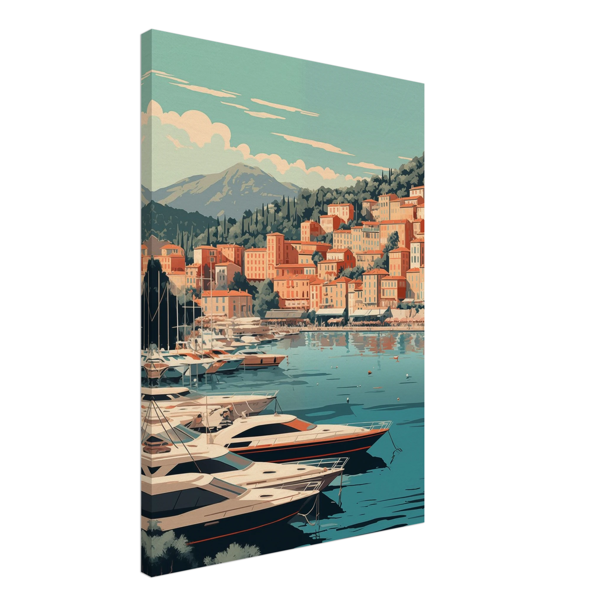 Leinwandbild Monaco: Exklusiver Yachthafen, elegante Boote und das tiefblaue Mittelmeer der Côte d'Azur.