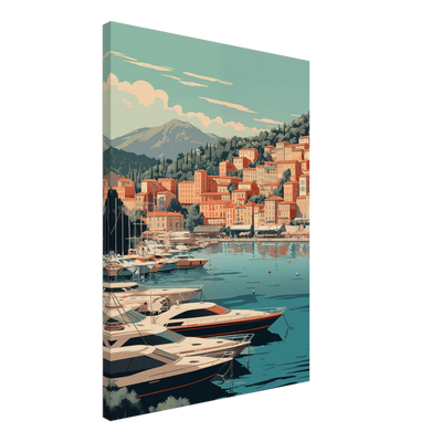 Leinwandbild Monaco: Exklusiver Yachthafen, elegante Boote und das tiefblaue Mittelmeer der Côte d'Azur.