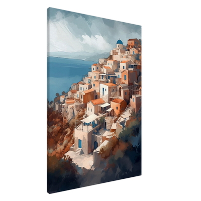 Leinwandbild Santorini: Ikonische weiße Häuser, blaue Kuppeln von Oia und das strahlende Ägäische Meer.