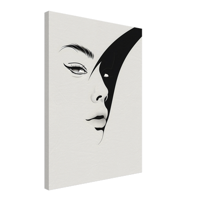 Kunstvolles Schwarz-Weiß Frauen Porträt auf Leinwand für moderne Wandgestaltung. 